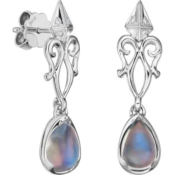 Náušnice JK Zlaté náušnice s měsíčními kameny a přírodními diamanty Diamant 14 kt ZNDI203B-01-1003