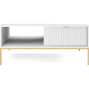 Konferenční stolek Konferenční stolek Delicious bílý obdélníkový se zásuvkou a policí moderní loft do obýváku Intesi