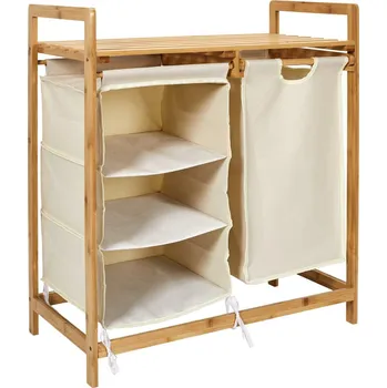 Koupelnový nábytek Bambusová koupelnová skříňka Intesi s šuplíkem a policemi, béžová, moderní, 69,5 cm