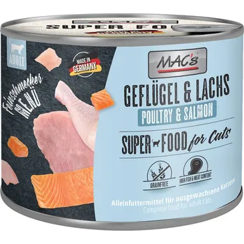 Krmivo pro kočku 6x200g MAC's Cat Gurmán - drůbeží a losos