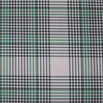 Šusťákovina N6413 béžová, zeleno-černo-bílé káro, š.145