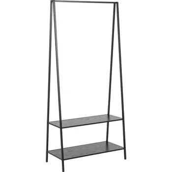 Věšák Stojanový věšák Seaford černý s policemi na boty moderní do předsíně Actona