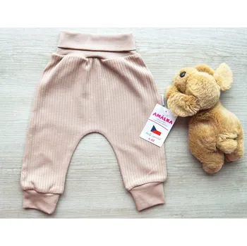 AMÁLKA Žebrované bavlněné rostoucí kalhoty, oříškové latté Velikost: 86