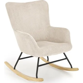 Křeslo Houpací křeslo ušák Donelia na lyžinách do obýváku krémový manšestr boho s područkami