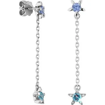 Náušnice JK Zlaté visací náušnice s přírodními tanzanity, topazy a diamanty Diamant 14 kt ZNKV023B-01-1001