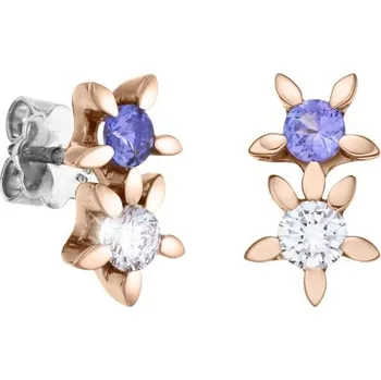 Náušnice JK Zlaté náušnice s přírodními diamanty a tanzanity Diamant 14 kt ZNKV002D-01-1600