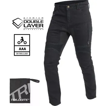 Moto kalhoty Trilobite Parado doublelayer AAA skinny fit men jeans long black level 2 vel. 42