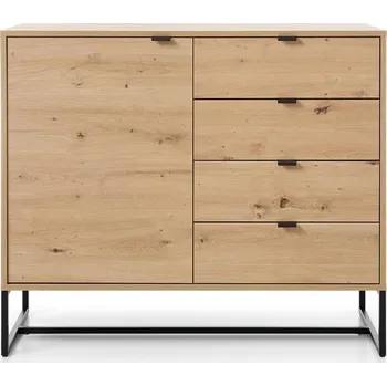Komoda Industriální komoda Dori dub se zásuvkami 103 cm do obývacího pokoje a ložnice Intesi