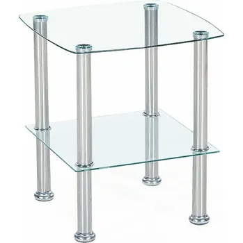 Konferenční stolek Moderní skleněný konferenční stolek Crystello čtvercový s policí do obýváku 45x45 cm Intesi