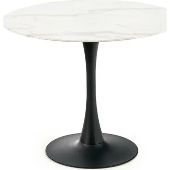 Jídelní stůl Kulatý jídelní stůl Broma 90 cm bílý mramor moderní na jedné noze Intesi