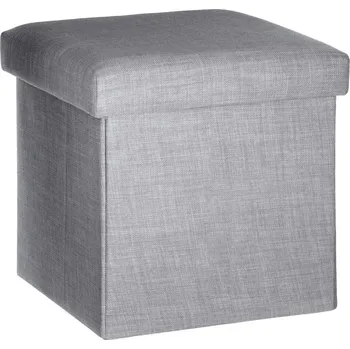 Taburet Skládací taburet Atmosphera Tomaz s úložným prostorem světle šedý čtvercový do obýváku 38 cm