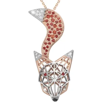 Přívěsek JK Zlatý přívěsek liška s přírodními safíry a diamanty Diamant černý 14 kt ZZKU020D-99-3001