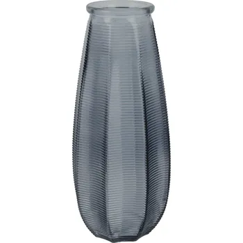 Váza Skleněná váza na květiny Capella šedá moderní dekorativní do obýváku 27,8 cm