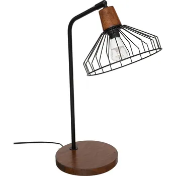 Lampička Noční lampička LeCafe černá moderní loftová s dřevěnou základnou do ložnice Atmosphera