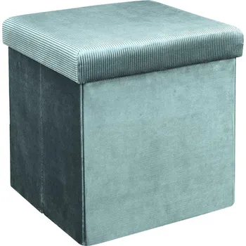 Taburet Zelený sametový taburet Intesi Vels Rod se skrytým úložným prostorem, skládací, moderní, 38x38 cm