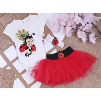 Dívčí šaty 3-dílná souprava body, sukně a čelenka Beruška 68