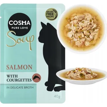 Krmivo pro kočku Pamlsek Cosma Soup, losos s cuketou, kapsička 40 g