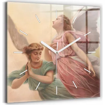 Hodiny Čtvercové Hodiny Čtverec Do Ložnice Obývacího Pokoje Nástěnné Andělé Svatí 30x30