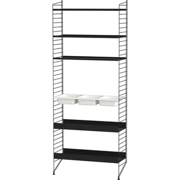 Koupelnový nábytek STRING Policová sestava STRING Bathroom L, vysoká sestava do koupelny, černá