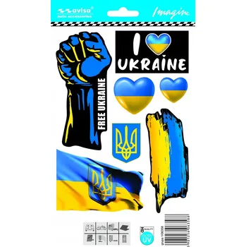Samolepicí dekorace na vozidlo NÁLEPKA SAMOLEPKA Vlajka Ukrajiny Free Ukraine Love