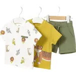 MAYORAL dětský set triko 2 ks KR a kraťasy Safari bílá, zelená, žlutá vel. 86 cm
