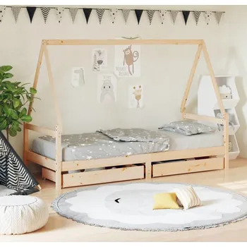 Dětská postel vidaXL Dětská postel se zásuvkami 90x190 cm masivní borové dřevo [834479] Barva: Přírodní