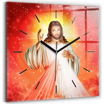 Hodiny Skleněné hodiny s motivem Tichý Klasický Nástěnný Milosrdný Ježíš Kristus