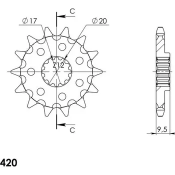 Řetězová sada pro motocykl Řetězové kolečko SUPERSPROX CST-1900:14 14 zubů, 420
