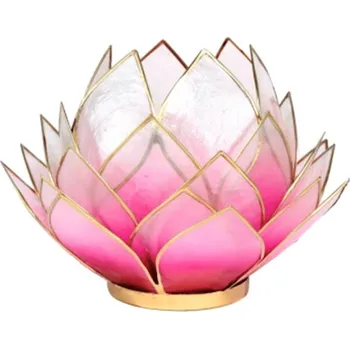 Svícen Milujeme Kameny Svícen - lotosový květ - růžový - velký kulatý 10304
