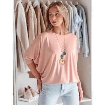 Dámské oblečení Halenka oversize s wisiorkem, pudrový růž DStreet růžová 3273833