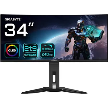 Monitor GIGABYTE MO34WQC2 počítačový monitor 86,4 cm (34") 3440 x 1440 px Wide Quad HD OLED Černá