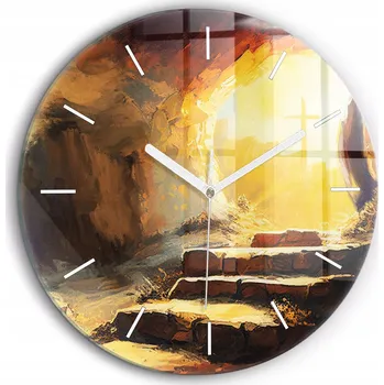 Hodiny Skleněné hodiny s potiskem Ozdobné nástěnné Hodiny Boží Hrob průměr 60 cm