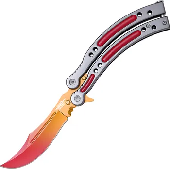 kapesní nůž JKR Motýlek, 10 cm, Counter Strike GO, zlato-červený
