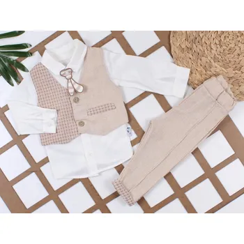 Kojenecká souprava Chlapecká společenská souprava – košile, vesta a kalhoty Kapitán 92/98