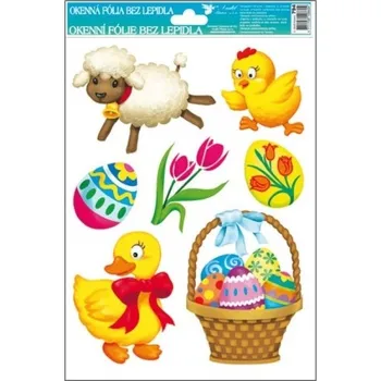 Okenní dekorace Anděl Okenní fólie 20x30 cm, velikonoční barevná 794 Okenní fólie: 3. s košíkem