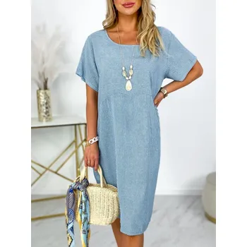 Dámské šaty Fashionweek Volné šaty ze vzdušné viskózy s přívěskem pro moletky IT-UMMA Barva: Modrá, Velikost: Universal