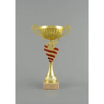 Zlatý sportovní pohár s ušima a zlatočerveným středem 30 - 37 cm - 37 cm