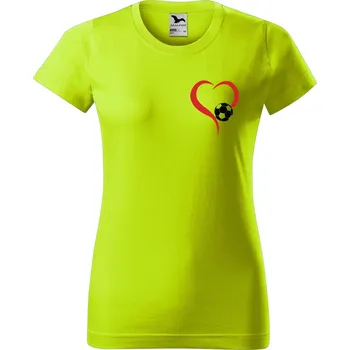 Dámské oblečení DOBRÝ TRIKO Dámské tričko s potiskem Míč srdce Barva: Limetková, Velikost: S