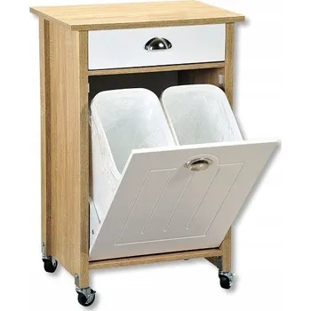 Odpadkový koš Kesper KUCHYŇSKÝ VOZÍK ORGANIZÉR ODPADKOVÝ KOŠ kolečka 2v1 37 cm 79 cm 50 cm Dub sonoma