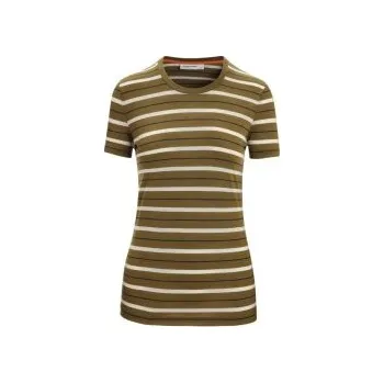Icebreaker Wmns Wave SS Tee Stripe, Algae/Chalk