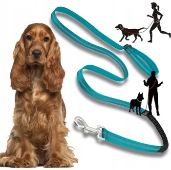 Vodítko pro psa Vodítko pro psa s tlumičem ADVENTURE pro běhání, tyrkysové, 1,8 cm - M