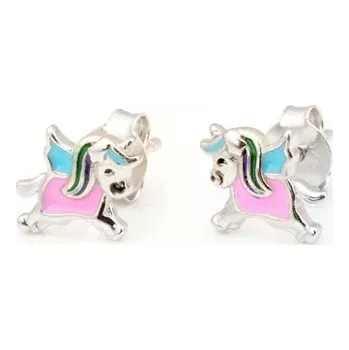 Náušnice Dětské stříbrné náušnice jednorožec STNAU1993F