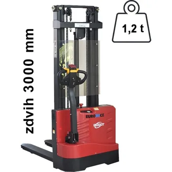 Paletový vozík Vysokozdvižný ručně vedený vozík EUROliftCZ ES12ES W - ZDVIH 3000 MM