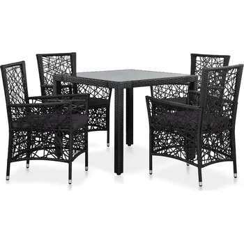 Zahradní sestava zahrada-XL 5dílný zahradní jídelní set polyratan černý 44088