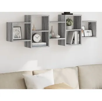 Obývací pokoj vidaXL Nástěnná police 129 x 18 x 42 cm kompozitní dřevo [853218] Barva: šedá sonoma