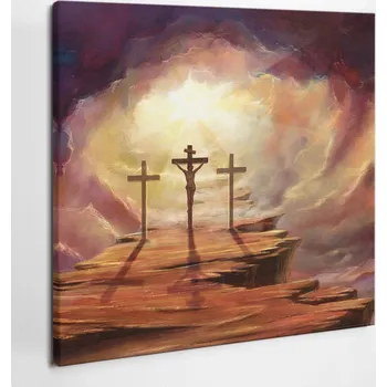 Obraz Moderní Obraz na Plátně do Ložnice Tři Kříže Golgota 50x50 cm