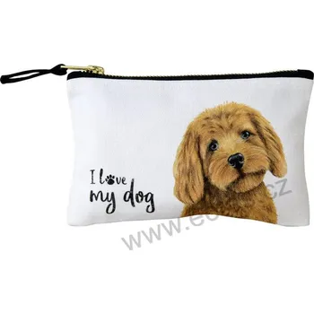 Kosmetická taška IHR FARM ANIMALS DOG bavlněná kosmetická taštička na zip světle hnědý pes