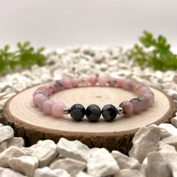 Náramek Certom Minerální náramek – třešňový jaspis a vločkový obsidián | Ochrana 0165