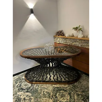 Jídelní stůl Kovaný masivní oválný stůl s lístky o vel. 1640 x 820 mm