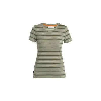 Icebreaker Wmns Wave SS Tee Stripe, Lichen/Loden/Snow/S